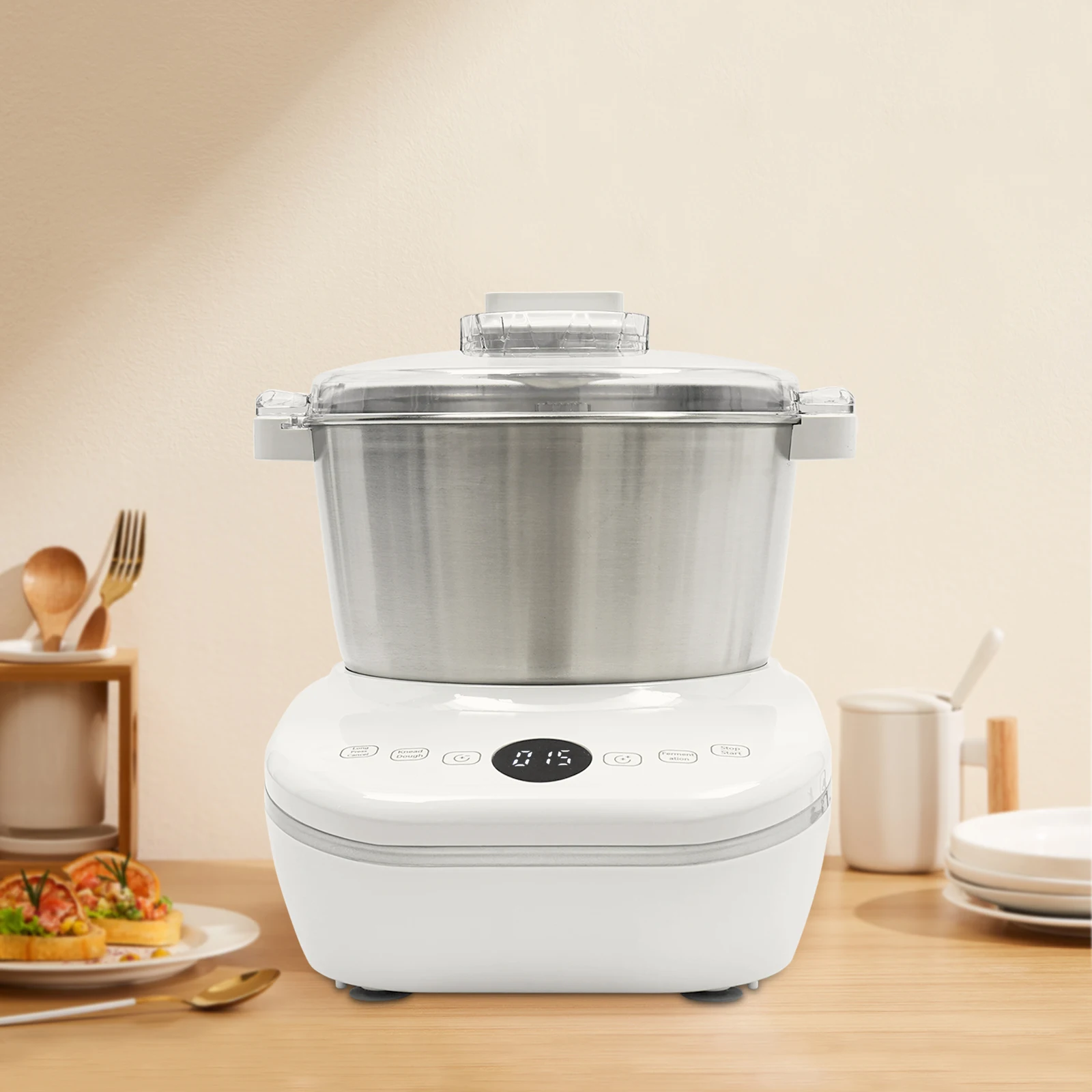 発酵機能付き電気生地メーカーマシン、4.5クォート230Wステンレス鋼自動ニーダー、パン、ピザ、麺用