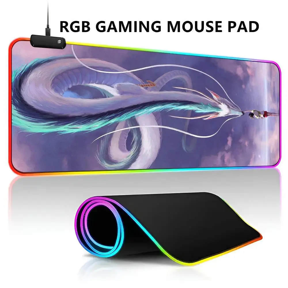 

Anime S-spirited Away Mouse Pad RGB LED Light Gaming Mousepad Waterproof Large Gamer Mouse Carpet Big Mause Keyboard Pad PC Des