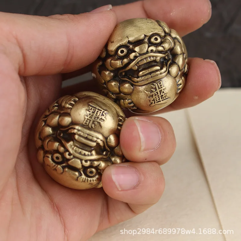 New Solid Wealth God Hand Ball Pixiu Hand Ball Double Dragon Walnut Lion Dance Maitreya Hand Ball Cultural Play Handheld Fitness