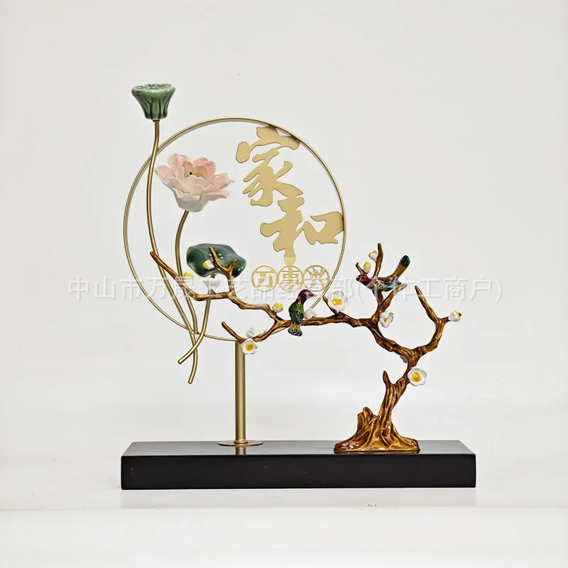 creative lotus ornament high-end sense living room entrance TV cabinet soft decoration new home housewarming gifts handicrafts