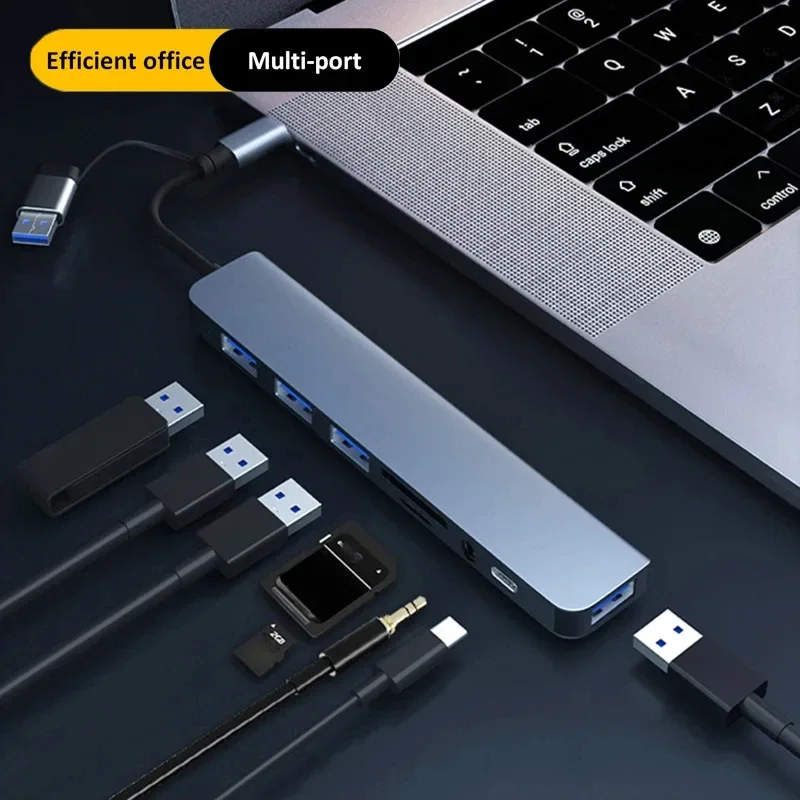 USB 8 in 1 HUB 3.0 USB C HUB Dock Station High Speed Transmission USB Splitter Type C To USB OTG Adapter Computer Accessories