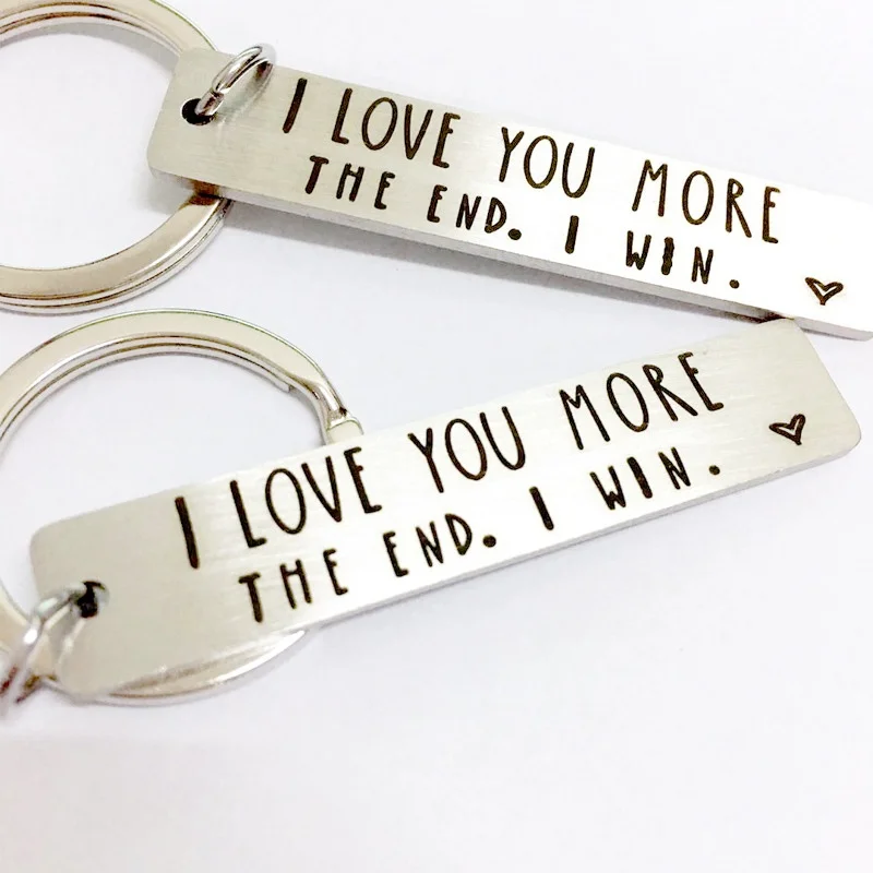 Gift for Boyfriend I Love You More The END I Win Stainless Steel KeyChain Gift for Husband Girlfriend Couple