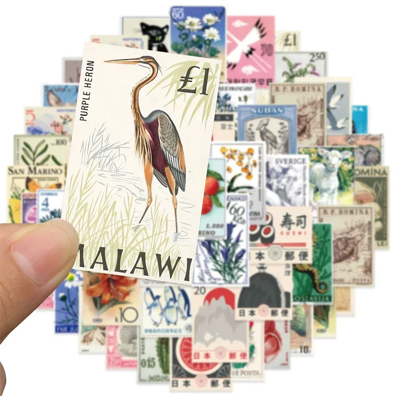50 retro-style paper stickers featuring vintage cartoon motifs ideal for decorating laptops skateboards phones luggage and toys