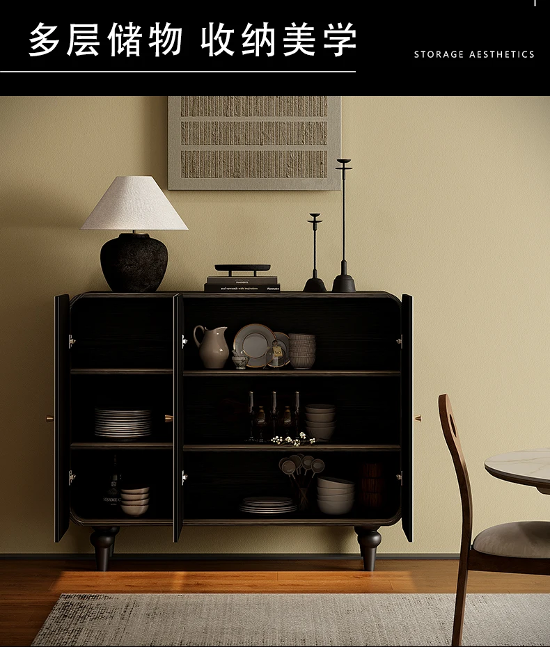 HHModern كريم نمط خزانة جانبية خشب متين جدار خزانة مدخل رسمت