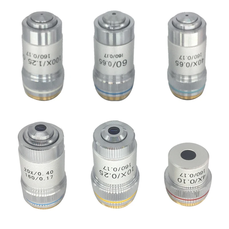 4X 10X 20X 40X 60X 100X Achromatic Objective Lens 195 mm Conjugate Distance HD DIN for Biological Microscope 160/0.17