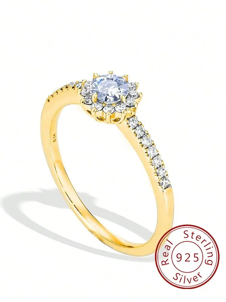 925 Sterling Silver Simplicity Zircon Sparkling Flower Shaped Ring For Women Engagement Wedding Luxury High Quality Fine Jewelry