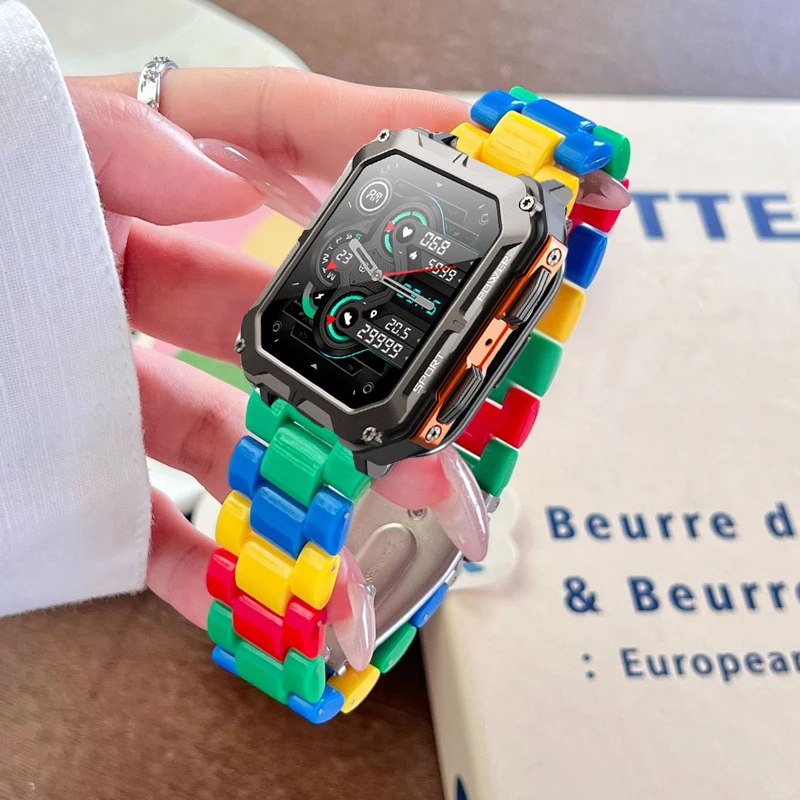 22 мм весенний ремешок из смолы Rainbow Candy для C20 Pro, аксессуары для нового смарт-часов C20 Pro/C26 C25, браслет Correa, ремешок для часов
