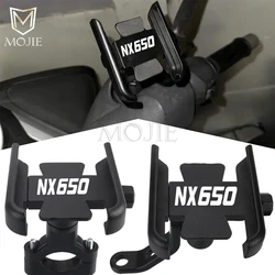 Universal Aluminum Rearview Mirror Handlebar Phone Holder Cellphone Stand For Honda NX650 Dominator NX650J-X NX 650 All Years