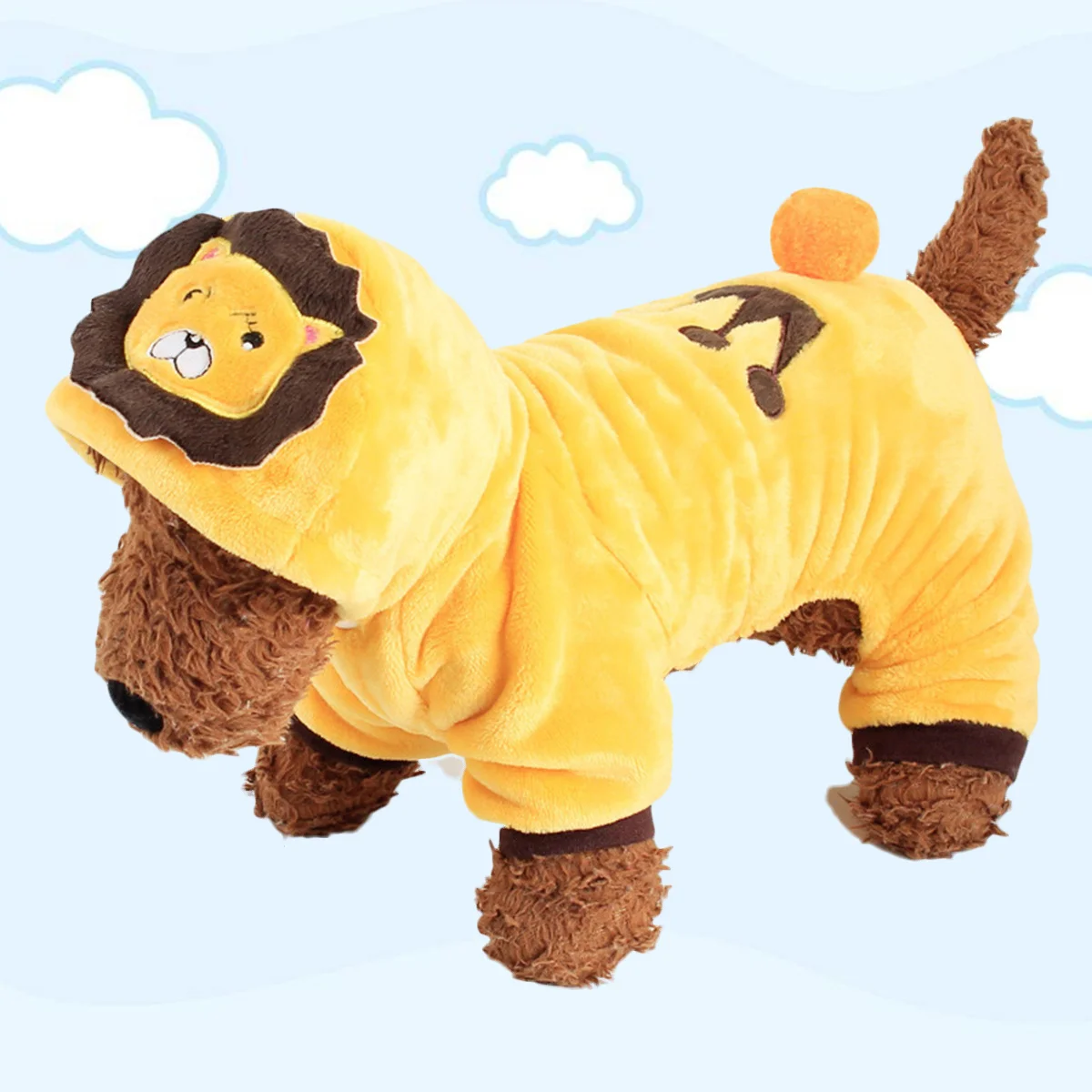 

Dog Lion Costume Adorable Puppy Clothing Lion Style Hoodie Four Feet Warm Jumpsuits Small Dog Coat Comfortable Coral Fleece Pet