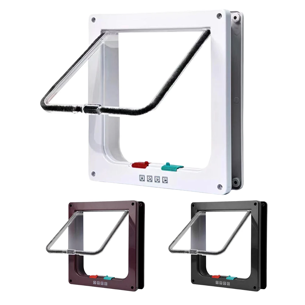 ABS Plastic Small Pet Gate with 4 Way  Lock Transparent Thin Cat Door Pet Doors and Sliding Door Weatherproof Cat Flap