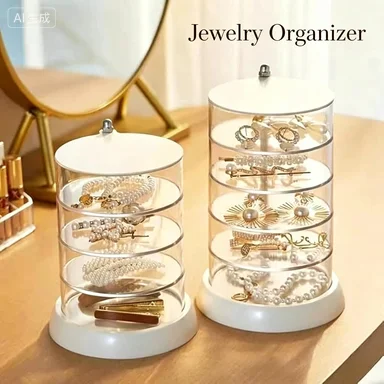 2026 New Jewelry Storage Box Multi layer Rotating Earrings, Earrings, Hairpins, Headpieces, Headbands, Simple Transparent Box
