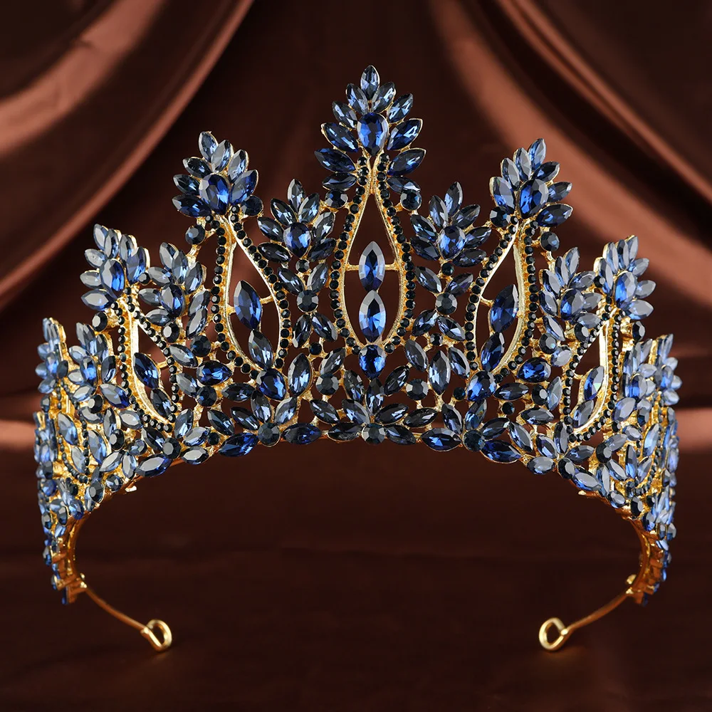 Baroque AB Color Crystal Wedding Large Crowns Queen Princess Bridal Tiaras Crown For Pageant Miss Universe Wedding Hair Jewelry