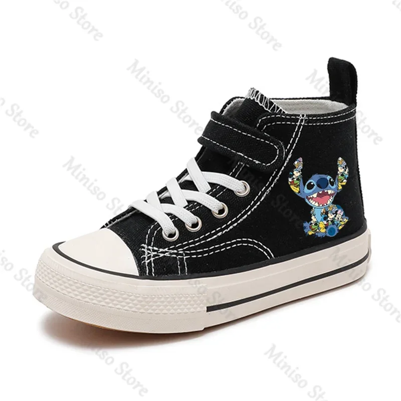 Cartoon comfort Shoes Kid Canvas Boys Sport Shoes  Lilo Stitch  Girl High-top  Disney Casual  Children Print Boys Tennis Shoes