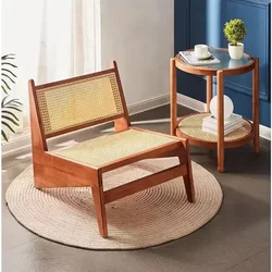 Nordic Solid Wood Lounge Seat Designer Kangaroo Chairs Rattan Woven Recliner Armchair Practical Versatile Living Room Furniture