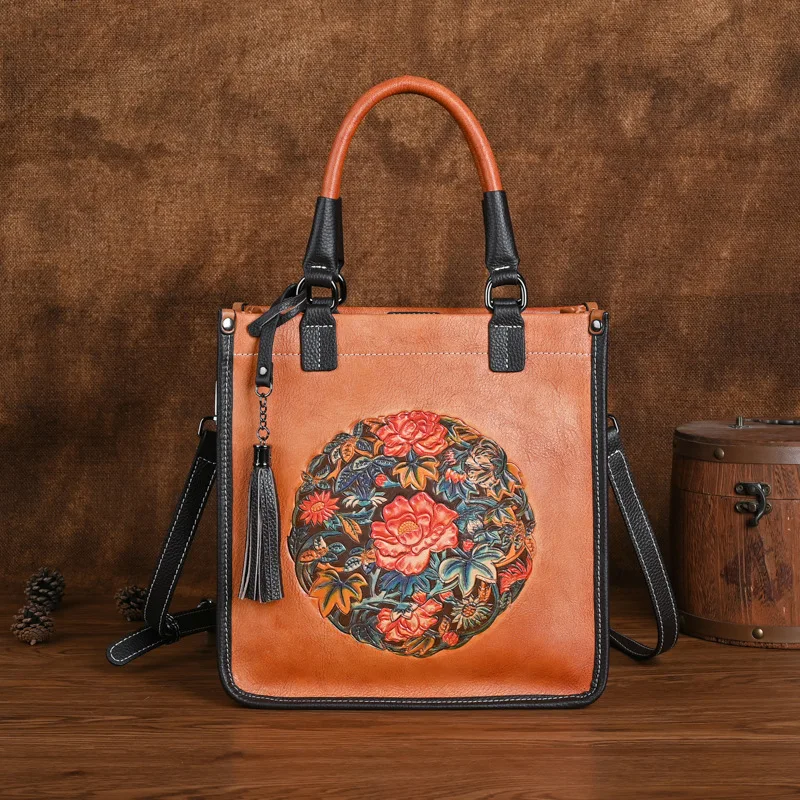 

Street Art Customize Printing Handbags Genuine Leather Lady Tote Bag Woman Sac A Mains Luxury Boston Bag Elegant Style