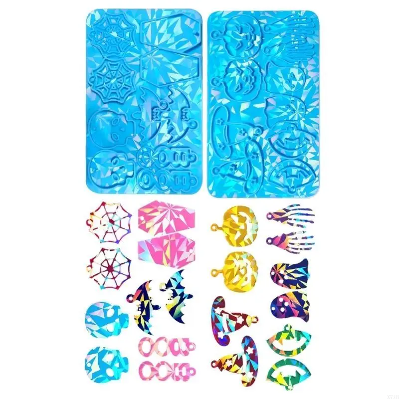  Halloween Earrings Silicone Mold Skull Pendant Earring Mold Keychain Epoxy Resin Jewelry Making Tool