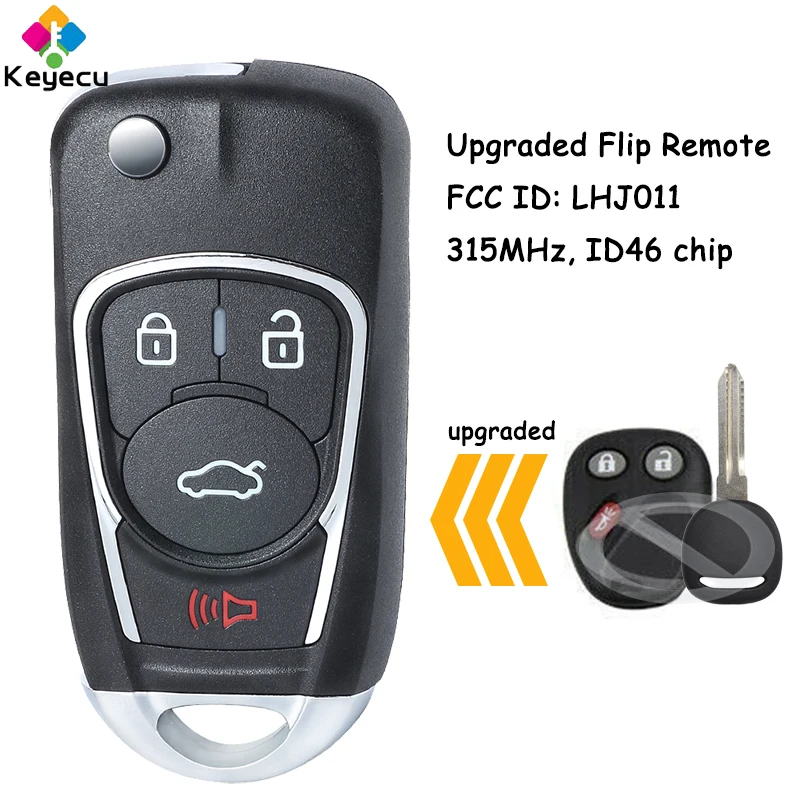 

KEYECU Upgraded Flip Remote Key With 315MHz ID46 Chip for Chevrolet Tahoe Suburban Ssr Silverado Avalanche 2003-2006 Fob LHJ011