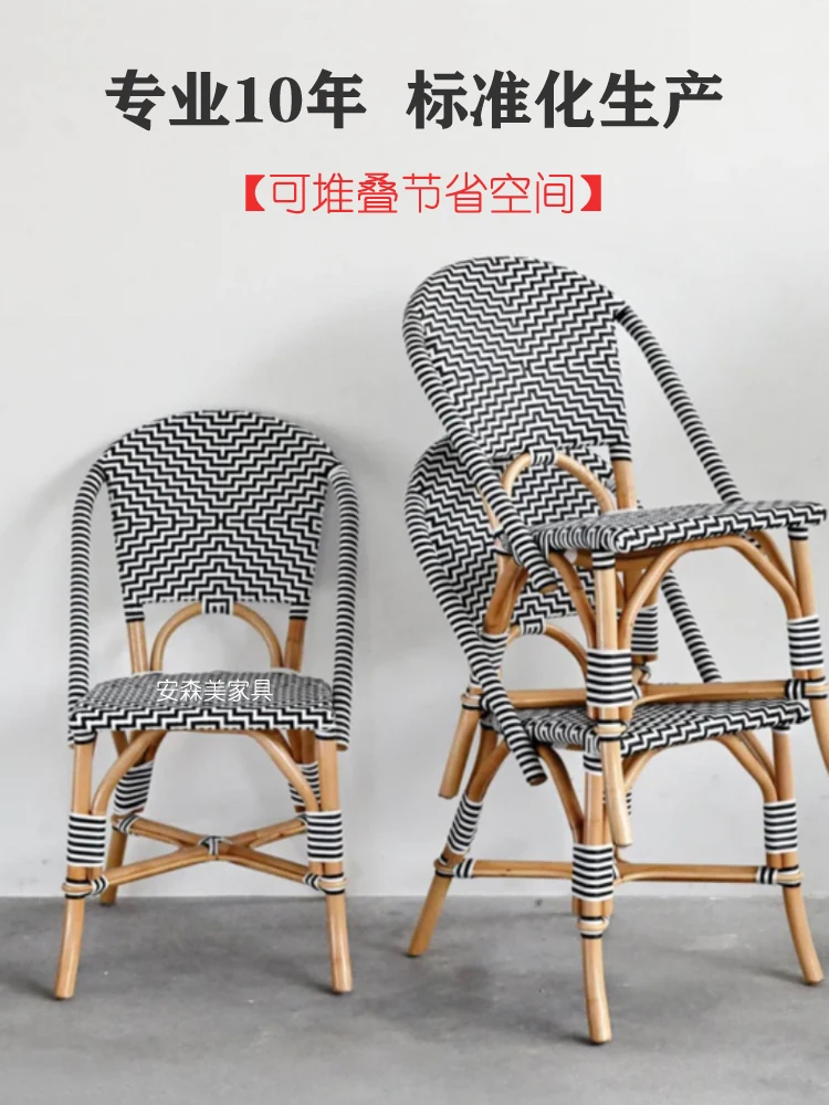 

Outdoor rattan chair bustling dense knitted coffee table and chair Internet celebrity restaurant milk tea shop balcony outdoor