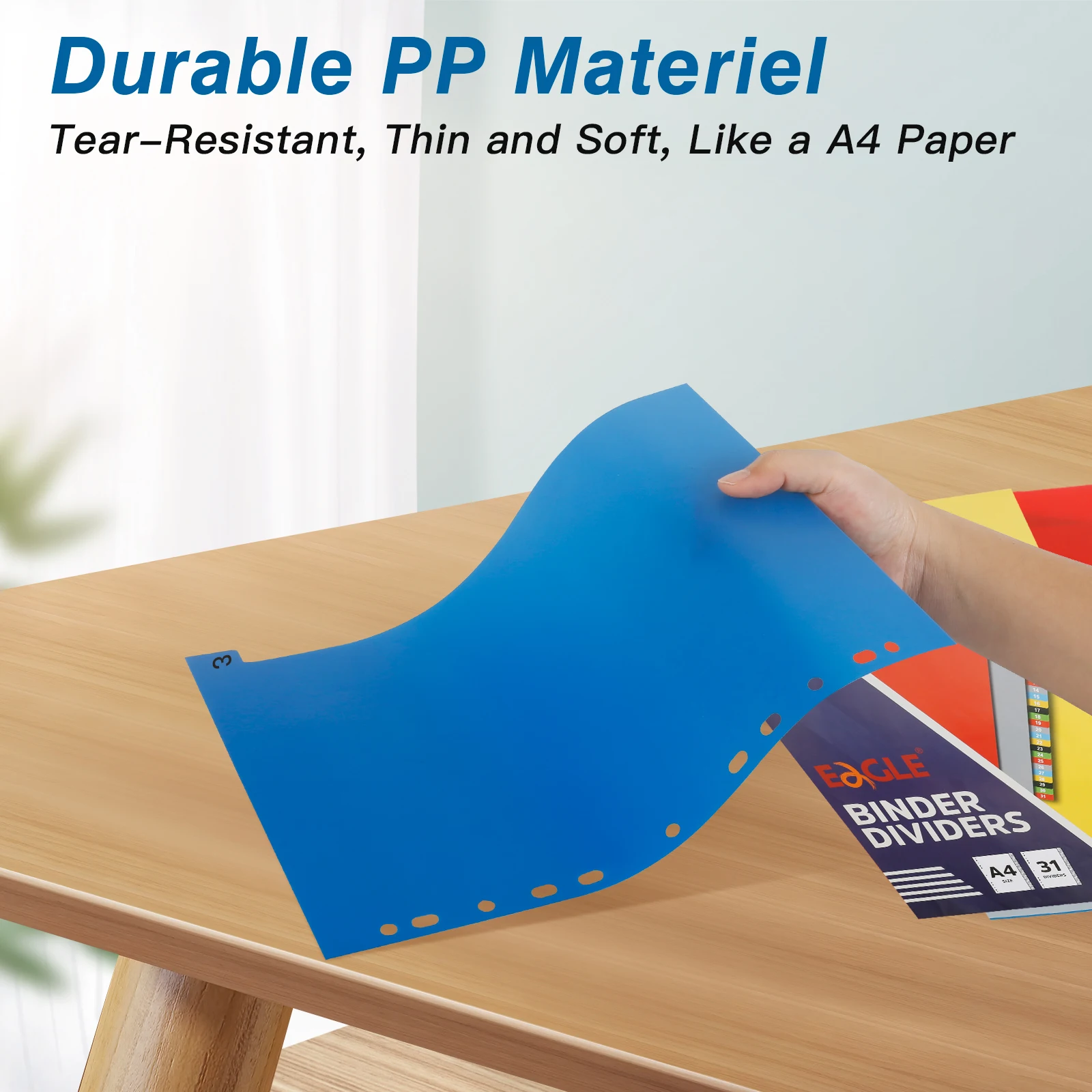 EAGLE A4 Binder Index Divider With Tabs,31 Pcs Multi-color Fit for 2/3/4/11 Ring Binder and Loose-leaf Notebook Dividers