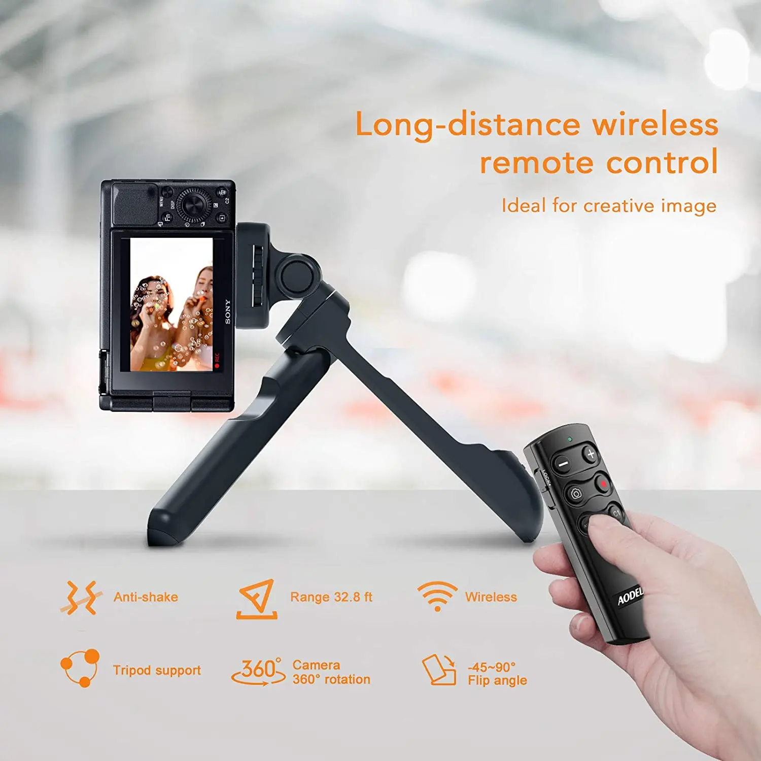 Camera Wireless Remote Shooting Grip Tripod Replace GP-VPT2BT; Work for Sony ZV-1F ZV-1 ZV-E10 ZV-E1 A6700 A7IV A7C A7RIII A7RV
