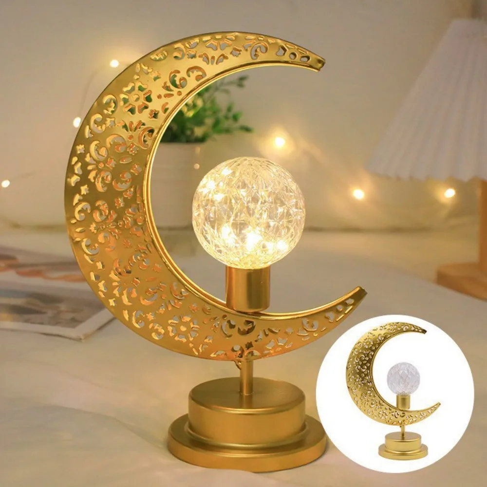 

LED wrought iron moon lamp, spherical lamp, Muslim festival decorative lamp, bedroom table lamp, ambient lighting.