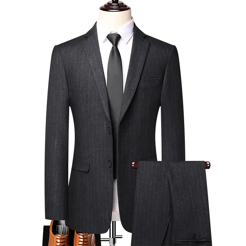 (82) New autumn and winter striped casual suits, elastic slim jackets, professional workwear