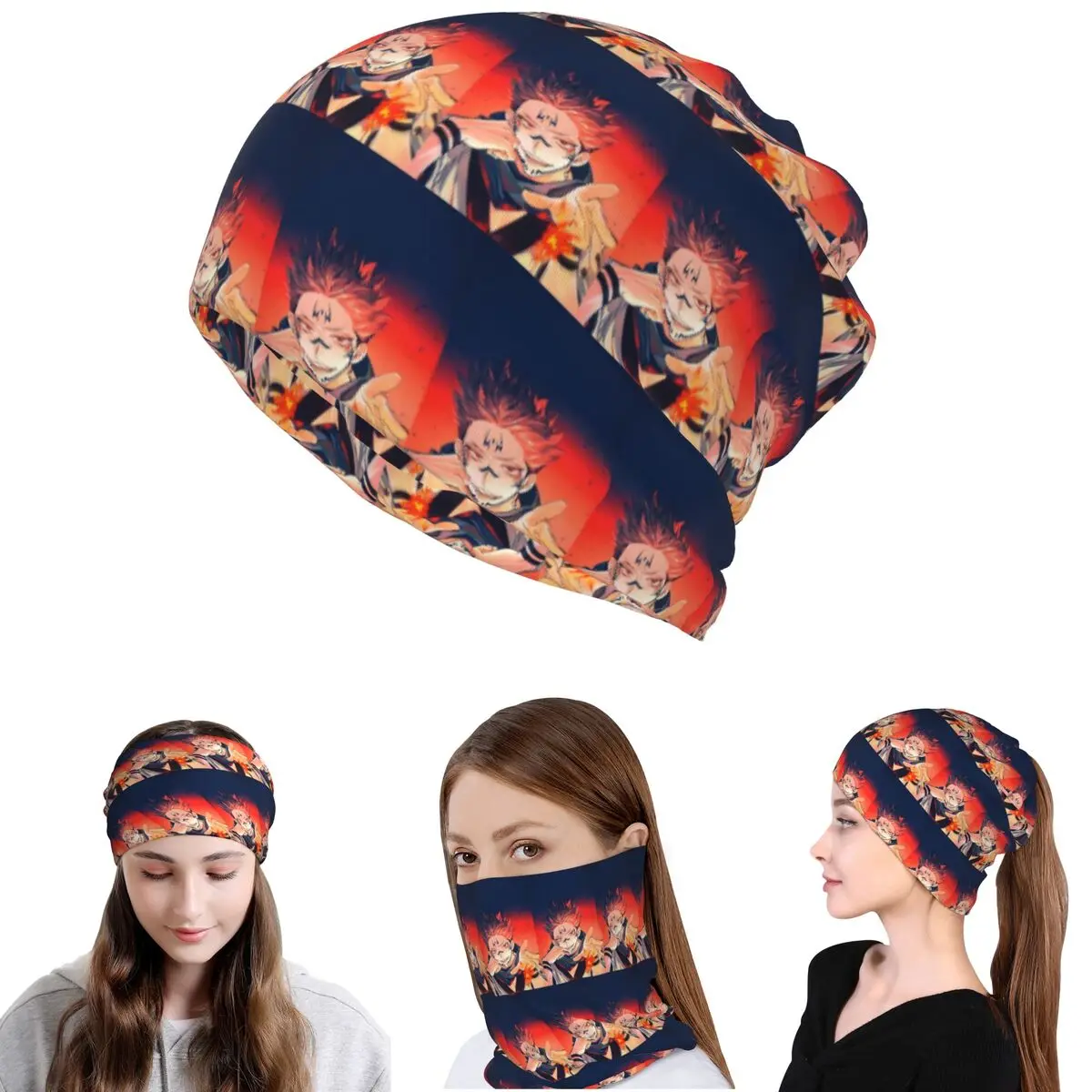 

Sukuna Ryomen Jujutsu Kaisen Bandana Neck Gaiter Mask Scarf Multi-use Headband Beanies Hat Unisex Adult Breathable