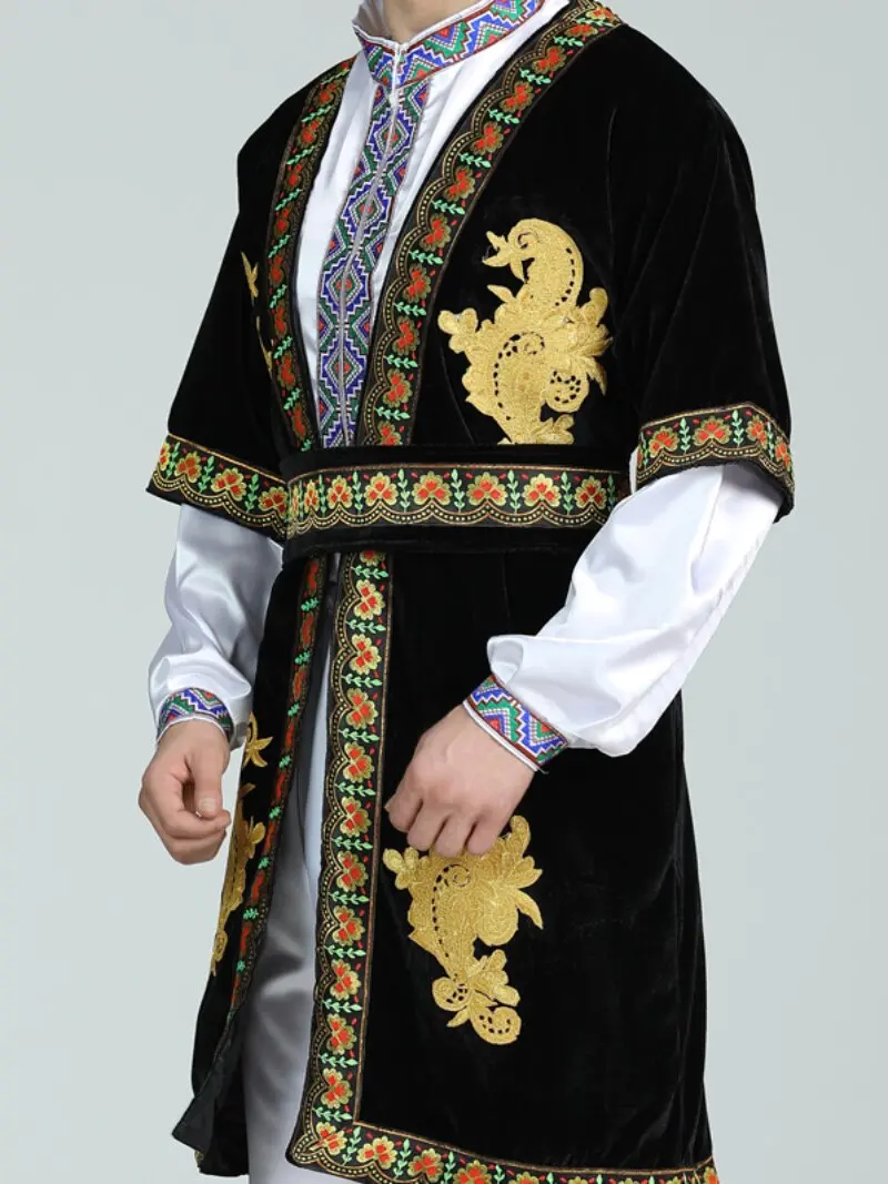 chaleco-largo-Etnico-para-hombre-traje-de-danza-uigur-de-xinjiang-tunica-tradicional-china-para-actuaciones-otono-invierno