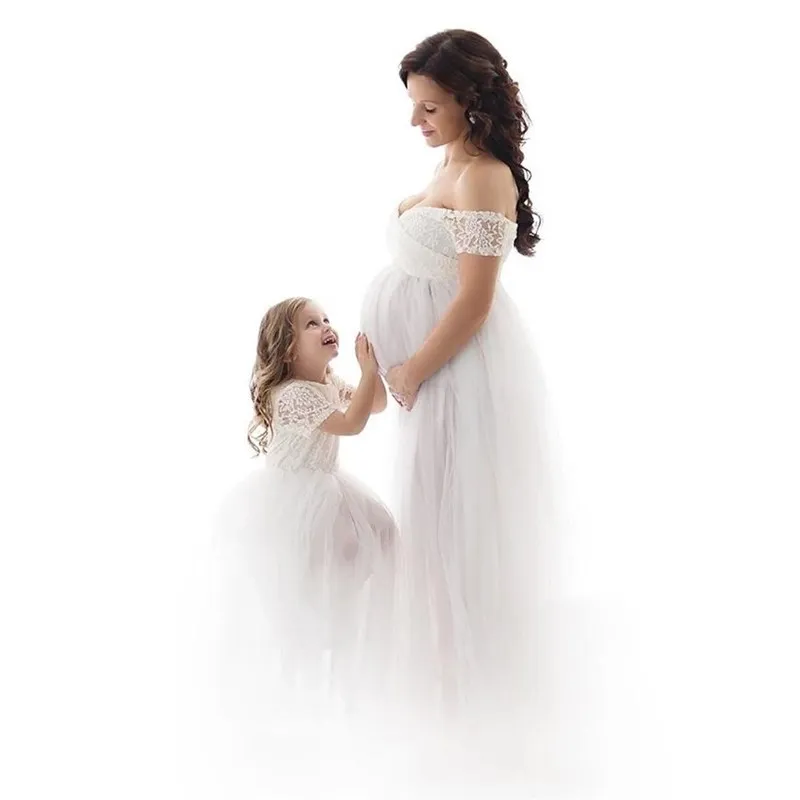 

Lace Maternity Dresses for Photo Shoot Tulle Sexy Off Shoulder Pregnancy Maxi Gowns Wedding Party Dresses for Pregnant Women
