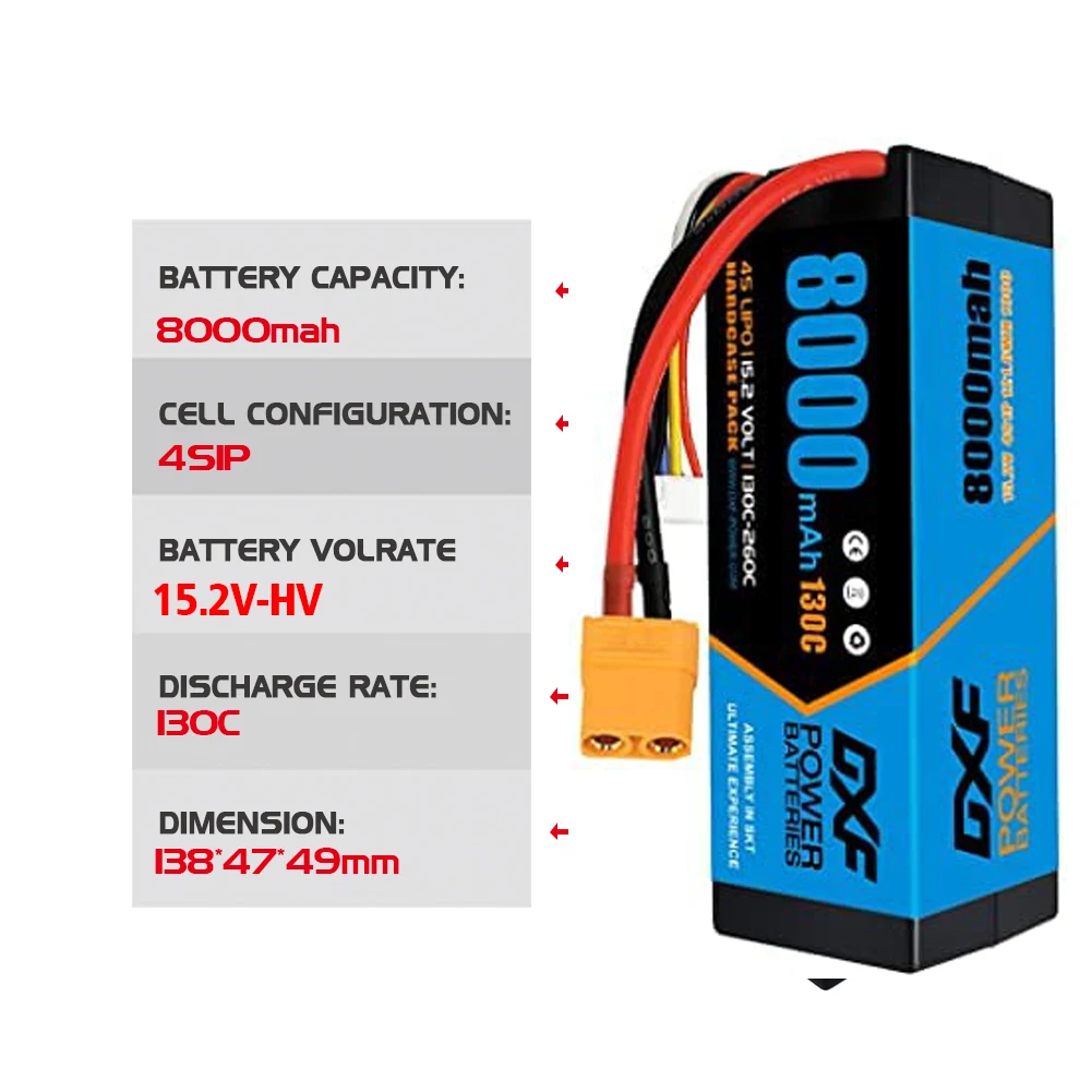 DXF battery 2S 3S 4S 6S Lipo 7.4V 11.1V 14.8V 15.2V 22.2V 10000mah 8400mah 6500mah 8000mah 7000mah 6200mah 100C 120C for RC Car