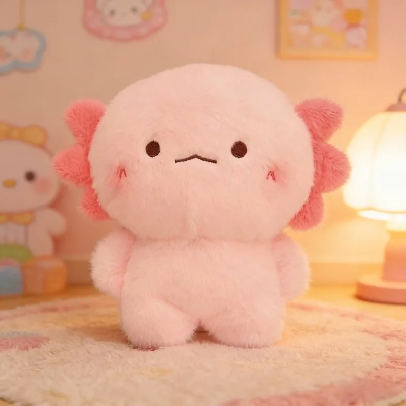 Soft Cute Axolotl Plush Toy Fluffy Salamander Stuffed Plushie Throw Pillow Kawaii Cartoon Doll Home Decor for Children Gifts
