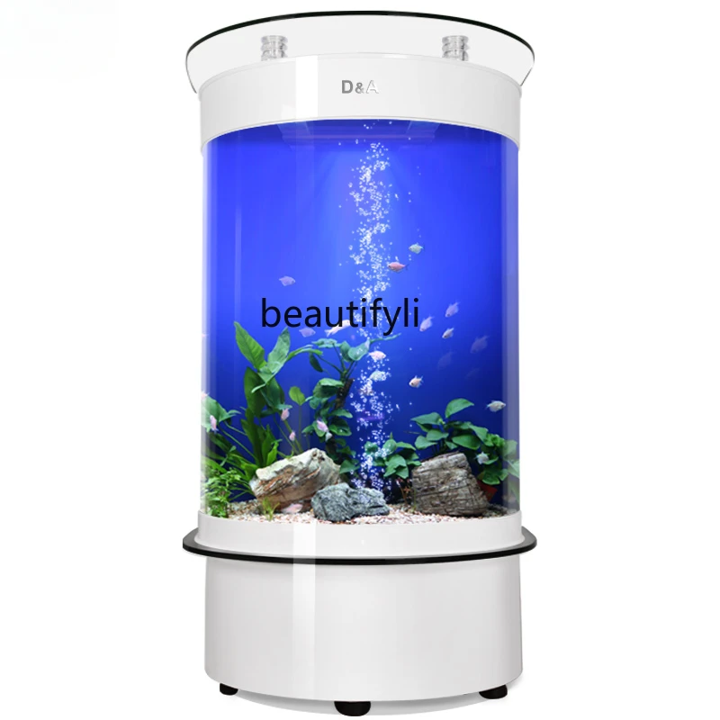 Semicircular bar tank Living room Next to household TV cabinet Ecological back filter Ornamental fish Aquarium Goldfish tank