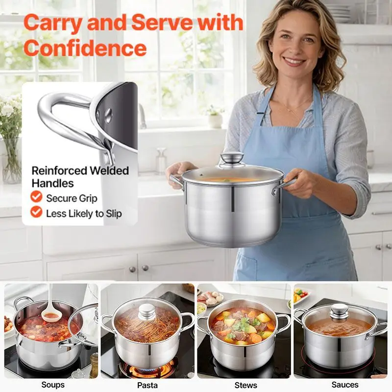 8-Quart Multipurpose Stockpot with Glass Lid for Soups/Stews