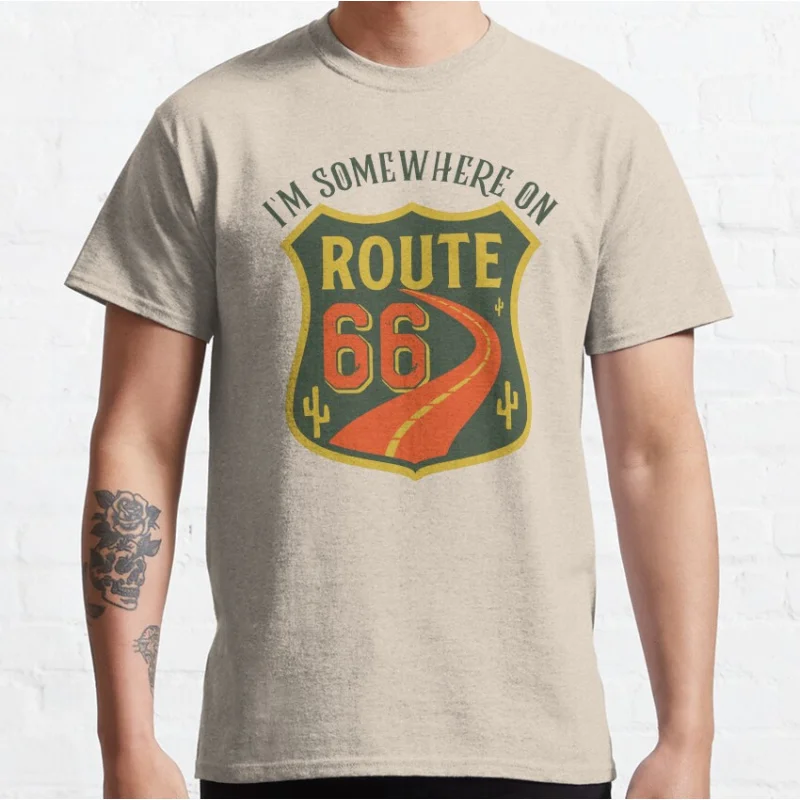 

I'm Somewhere Historic Route 66 US Mother Road travel Gift t shirt main street of america Highway Graphic clothes All size Tops