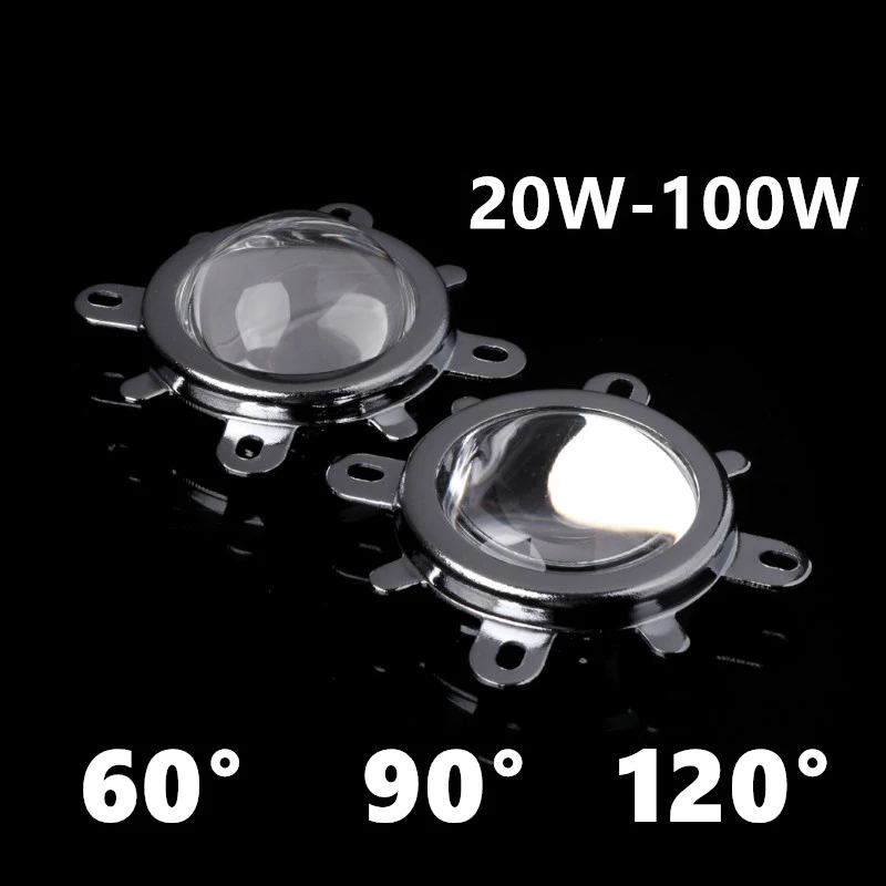 high power LED 20-100W lamp bead lens 44MM optical glass lens reflection collimator fixed bracket 60/120 degree led lens