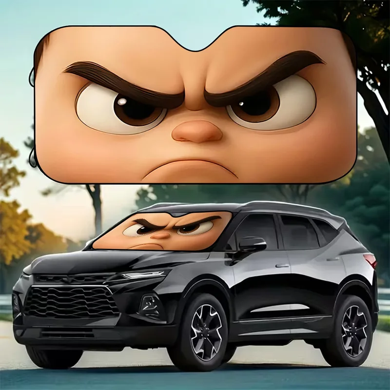 1Pcs Playful Design Car Windshield Sun Shade, With 4 Free Suction Cups, Easy Installation, Interior Sunshade