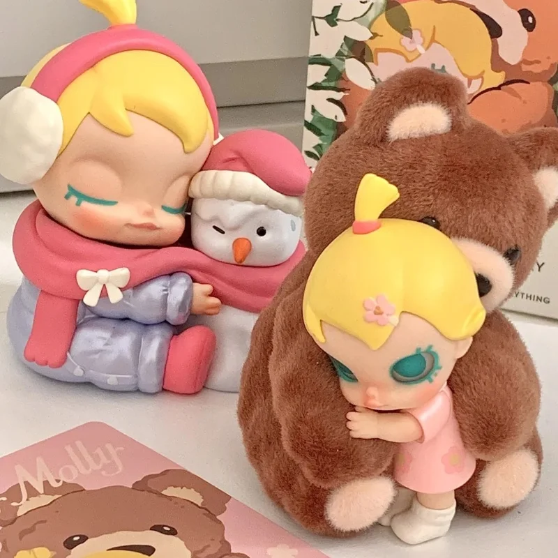 Genuíno bebê molly minha descoberta huggable série caixa cega modelo estatueta anime figura kawaii meninas decoração brinquedos de mesa presente