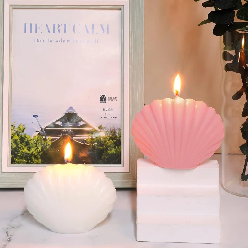 3D Shell Candle Silicone Mold DIY Gypsum Aromatherapy Candlestick Desktop Decorative Ornament Epoxy Resin Mold Home Handicrafts