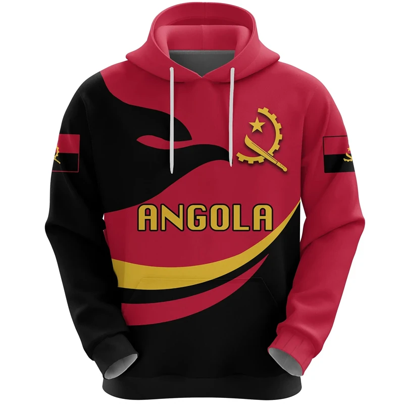 New Fashion Men Women Zip Hoodies Angola Flag Graphic 3D Printing Long Sleeve Pullovers Angolan Map Emblem Oversized Sweatshirts