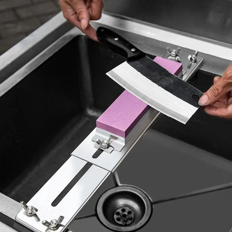 Grain Double Side New Design Diamond Knife Sharpening Stone Ice Skates Metal Plate Guide Stand Base 400 1000 Grit