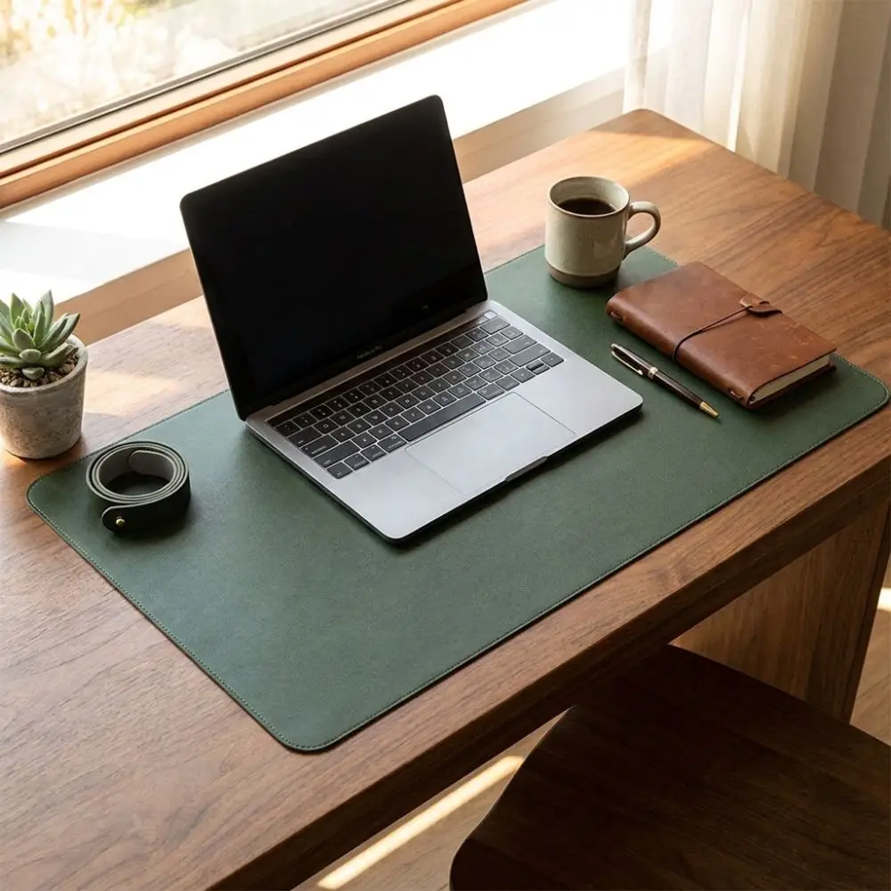 PU Leather Double Side Desk Mat Waterproof Soft Foldable Mouse Pad Anti-Slip Collapsible Hand Rest Pad Gaming Desk
