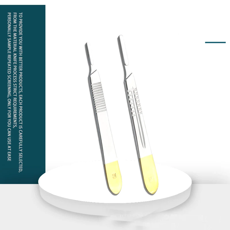 มีดแกะสลักด้ามจับใบมีดสำหรับผ่าตัดหมายเลข3ชิ้น4ด้ามชุบทองเครื่องมือทางการแพทย์