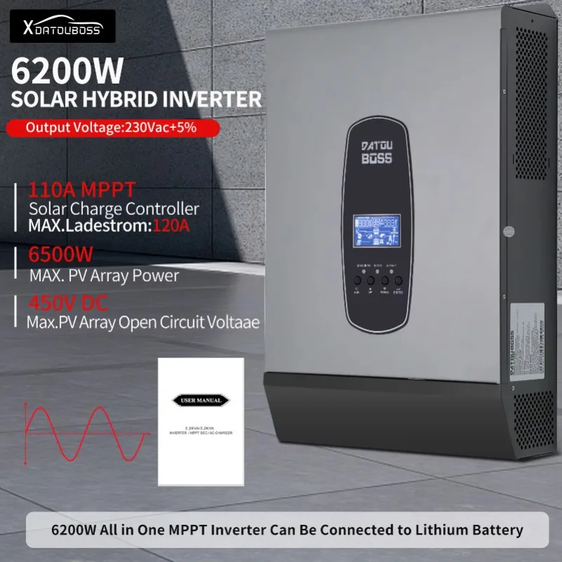 DATOUBOSS Off Grid Dc para Ac Power Converter 230vac Monofásico Tudo em Um 6200W 48V Power Inversor Solar Híbrido com Mppt