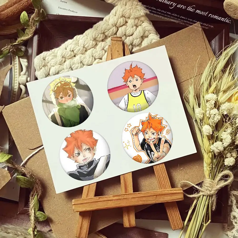 Anime S-Shoyo Hinata-s Hot Brooches On Backpack Decoration Round Enamel Pins For Jewelry Gifts Bag Accessorys