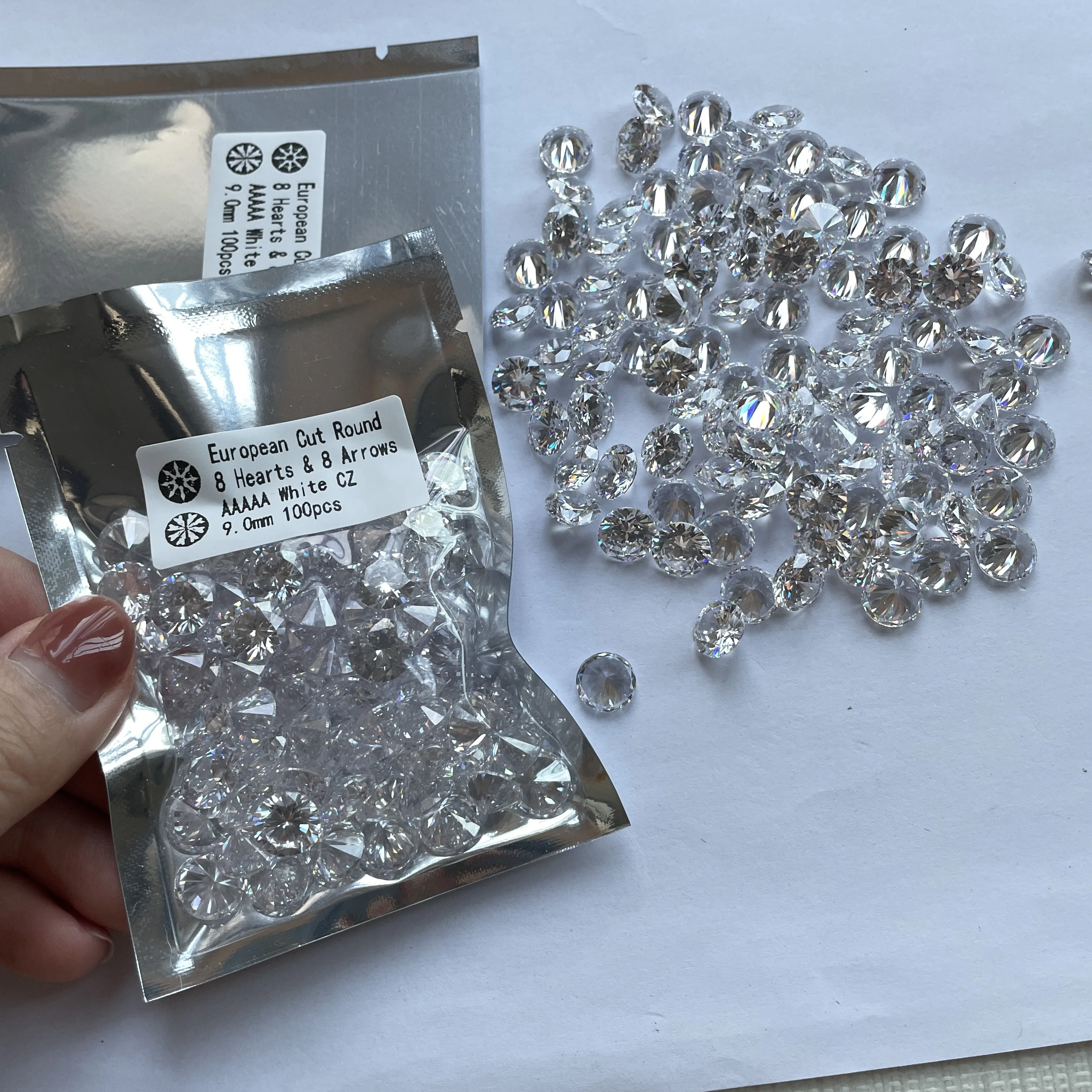 5A Quality 100pcs/lot 3.0~20mm Big Sizes CZ Loose White Cubic Zirconia Stone 10mm 20mm Round Cut Synthetic Gems For Jewelry DIY