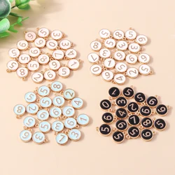 Leslie 10pcs 4 Colors Double-sided Cute Mini Numbers 0-9 Charm Pendants for DIY Necklace Bracelet Earring Birthday Jewelry Gifts
