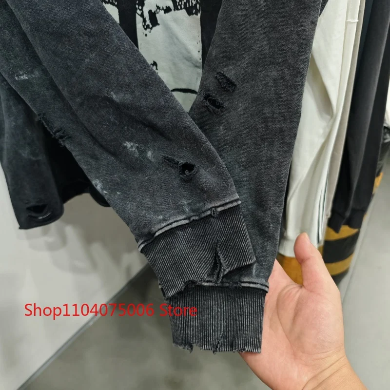 سانت القطن هوديي الرجال الرجعية المتعثرة مجردة طباعة جولة الرقبة الخريف الشتاء البلوز ملابس رياضية كاجوال