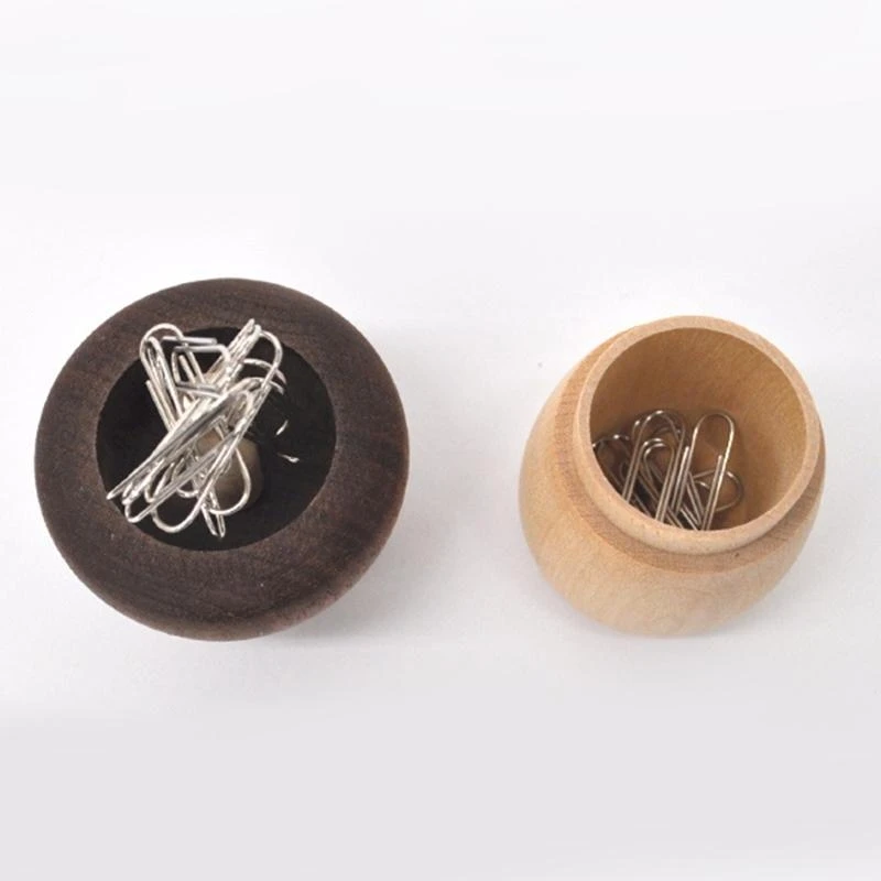 Durable Wooden Paper Clip Dispenser Metal Pin Holder for Case best sale