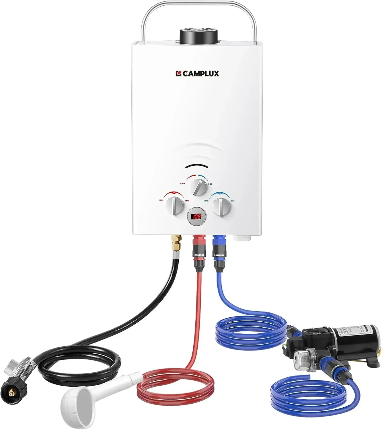 

Tankless Water Heater, 1.58 GPM Propane Portable Water Heater With Pump Kit, White