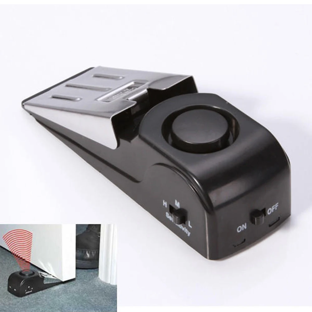 Portable 125DB Door Stop Alarm Wedge-shaped Stainless Steel 3 Sensitivity Level Sensor Wireless Home Travel Security